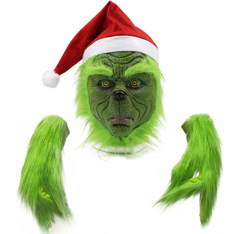 New Grinch Stole Christmas Cosplay Plush Glove Mask Xmas Costume Props