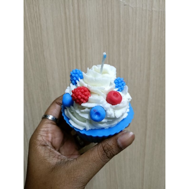 Cute Blueberry Mini Cupcake Candle