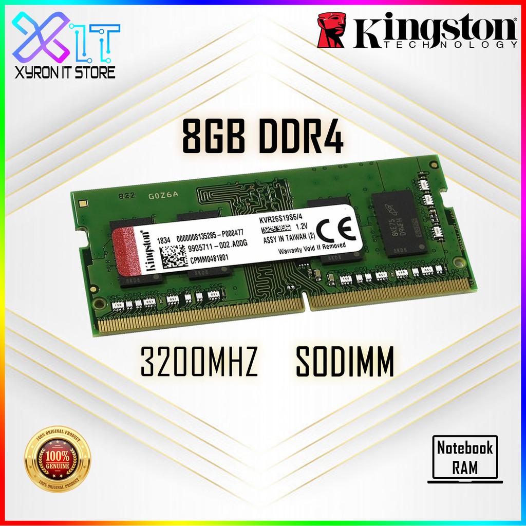 Kingston 8GB / 16GB DDR4 3200Mhz Sodimm Notebook RAM (KVR32S22S8/8
