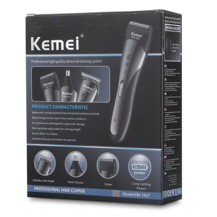 Hair Clipper Kemei 3in1 Electric Shaver Hair Trimmer Rechargeable Electric Nose Hair Clipper Professional  KM-1407