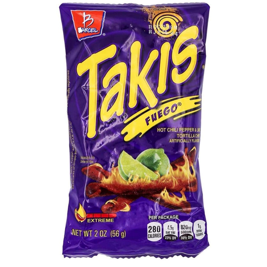 Takis Fuego Hot Chili Pepper & Lime Tortilla Chips 280g   567g 