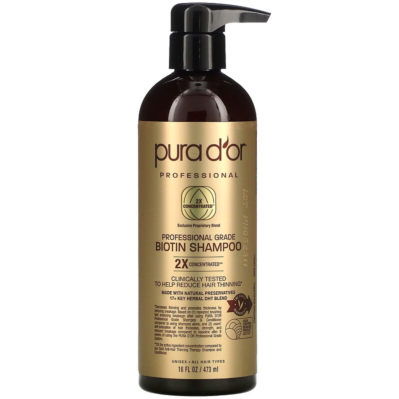 Pura D'or, Professional Grade Biotin Shampoo, 16 fl oz (473 ml ...