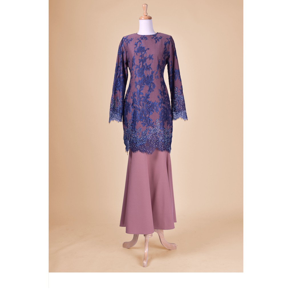  Baju  Kurung Moden Raya 8036 XS 4XL Brown Blue Dark  