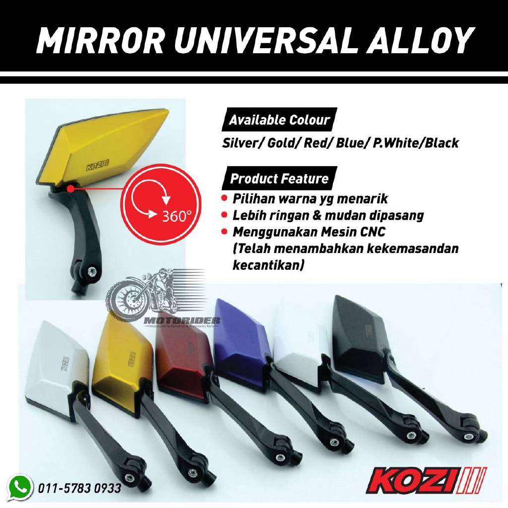 Side MIRROR KOZI Universal Y15ZR RS150 LC135 SYM VARIO EX5 WAVE