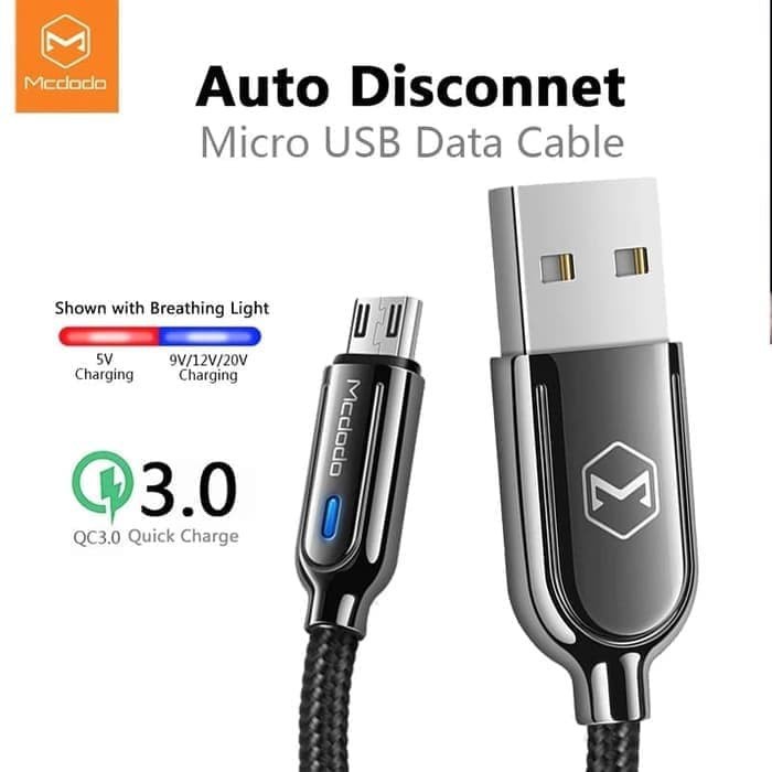 READY STOCK Mcdodo CA-6200 1M 1 meter Auto Disconnect Micro Android Quick Charge QC 4.0 USB Cable