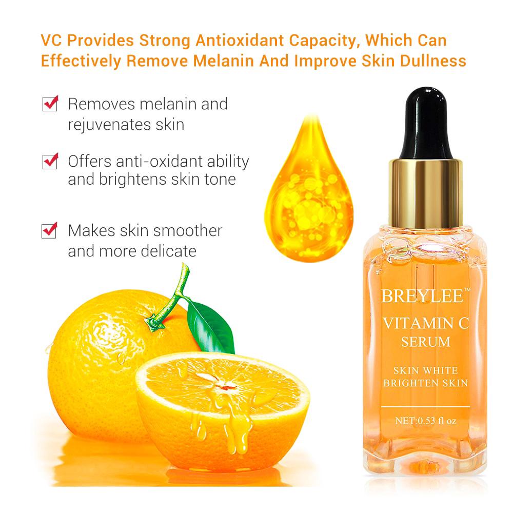 BREYLEE Natural Vitamin C Serum Brighten Face Skin Care Fade Dark Spots