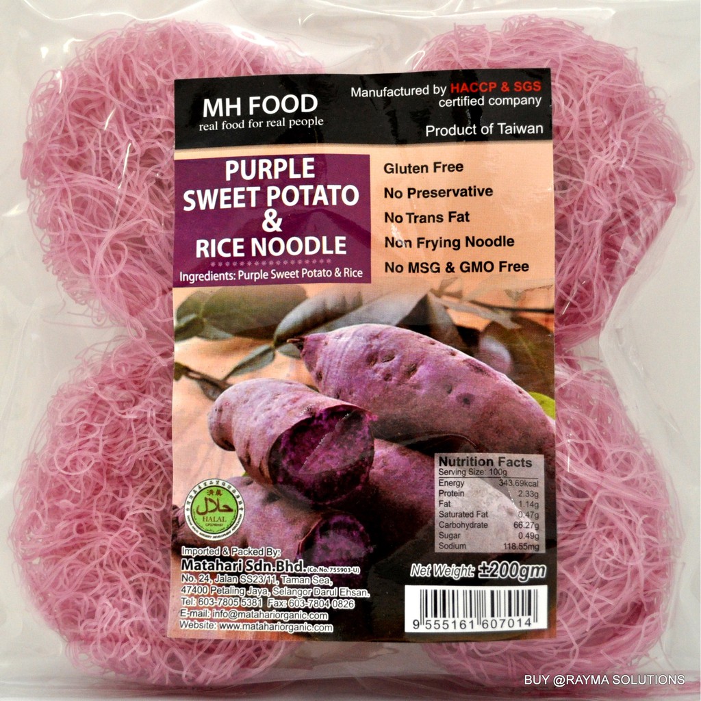 MH FOOD Purple Sweet Potato & Rice Noodle, Gluten Free, 200g Shopee