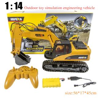 double e 17 channel full functional remote control truck metal shovel rc excavator with 2 bonus drill and grasp