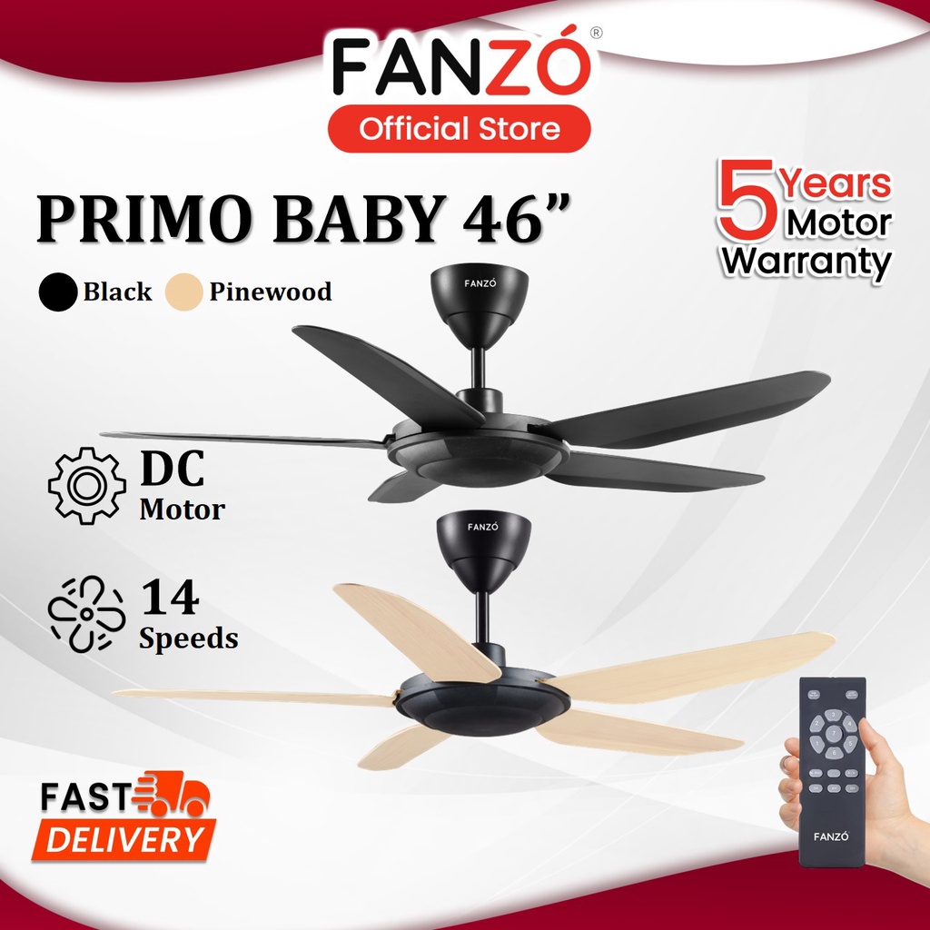 FANZ Primo Baby 5 Blades DC Motor Ceiling Fan With 14 Speeds Remote Control (46") Shopee Malaysia