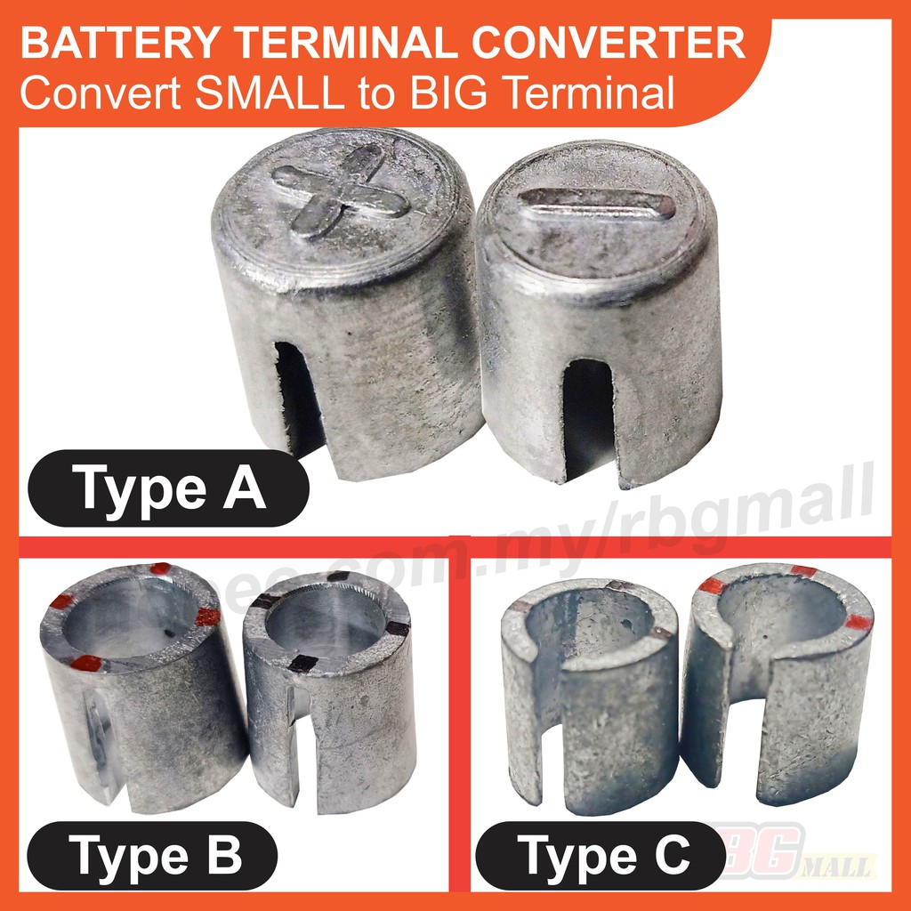 Car Battery Terminal Adapter Converter Small To Big Car Battery Terminal Sleeve Sarung Kepala Bateri Kereta Shopee Malaysia