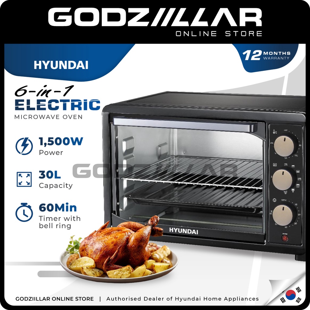 (Korea) Hyundai 6IN1 Electric Microwave Oven Baking Toaster | 10 & 30L | HDTO302-30L & HDTO092-10L | 1 Year Warranty