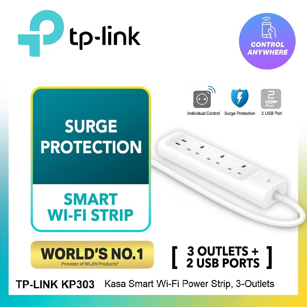 TP-Link KASA KP303 3 Outlets WiFi Smart Strip Power Extension Plug ...