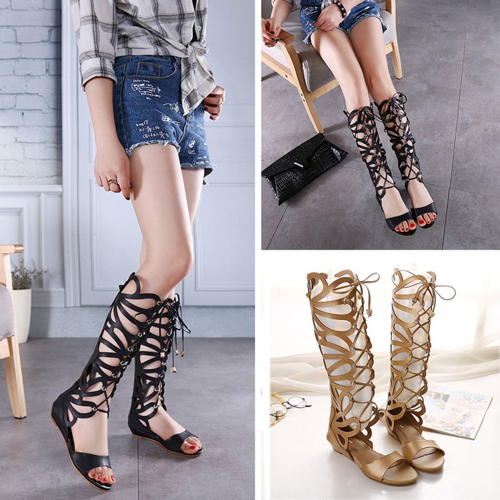 jelly gladiator sandals knee high