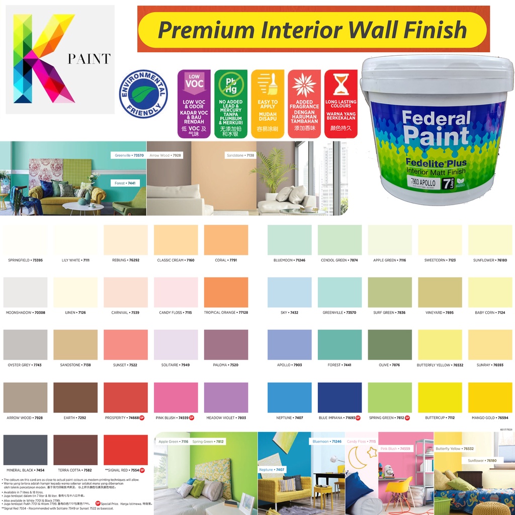 7 Liter 7L 7liter Federal Paint Fedelite Plus interior emulsion paint ...