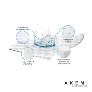 AKEMI Sleep Essentials Waterproof Quilted Fitted Mattress Protector ...