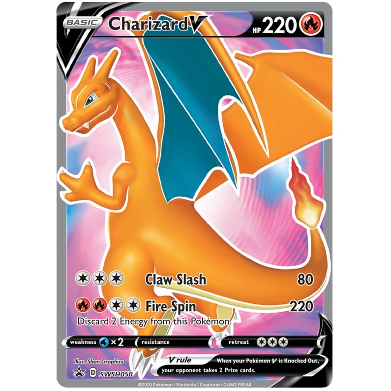 Pokemon Champion's Path SEALED Charizard V SWSH050 Full Art Rare Promo Card 
