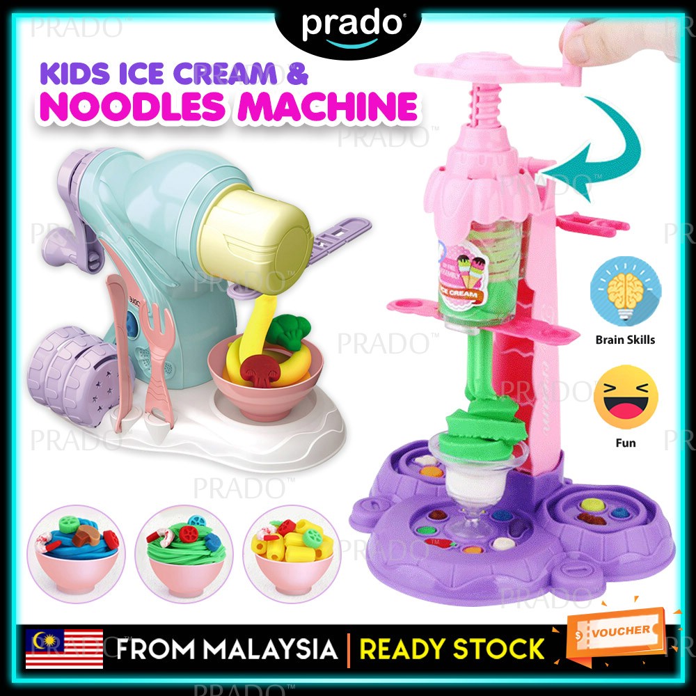 PRADO CLEAR STOCK DIY Ice Cream Maker Play Doh Toys Noodles Toy Maker Machine Pretend Play Set