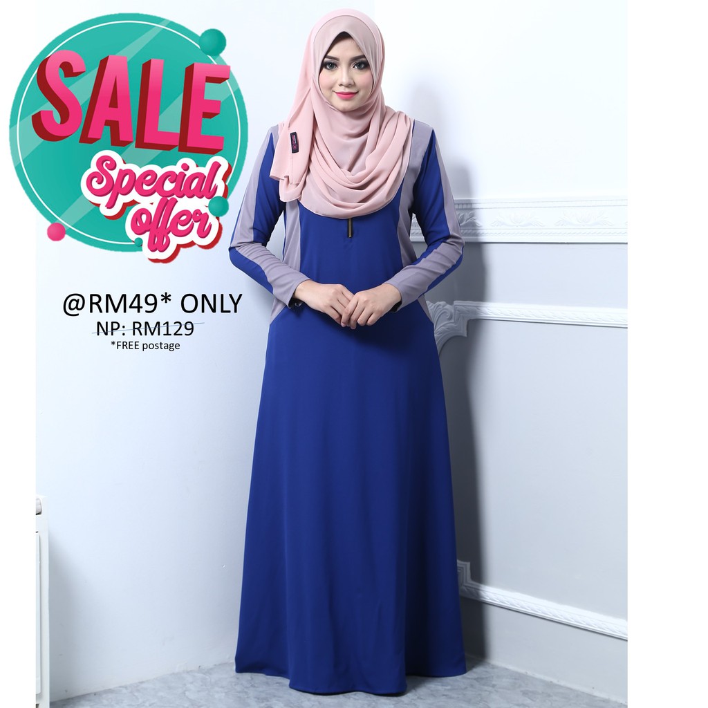 JUBAH COMO  CREPE  EDISI RAYA 2022 ROYAL BLUE Shopee 