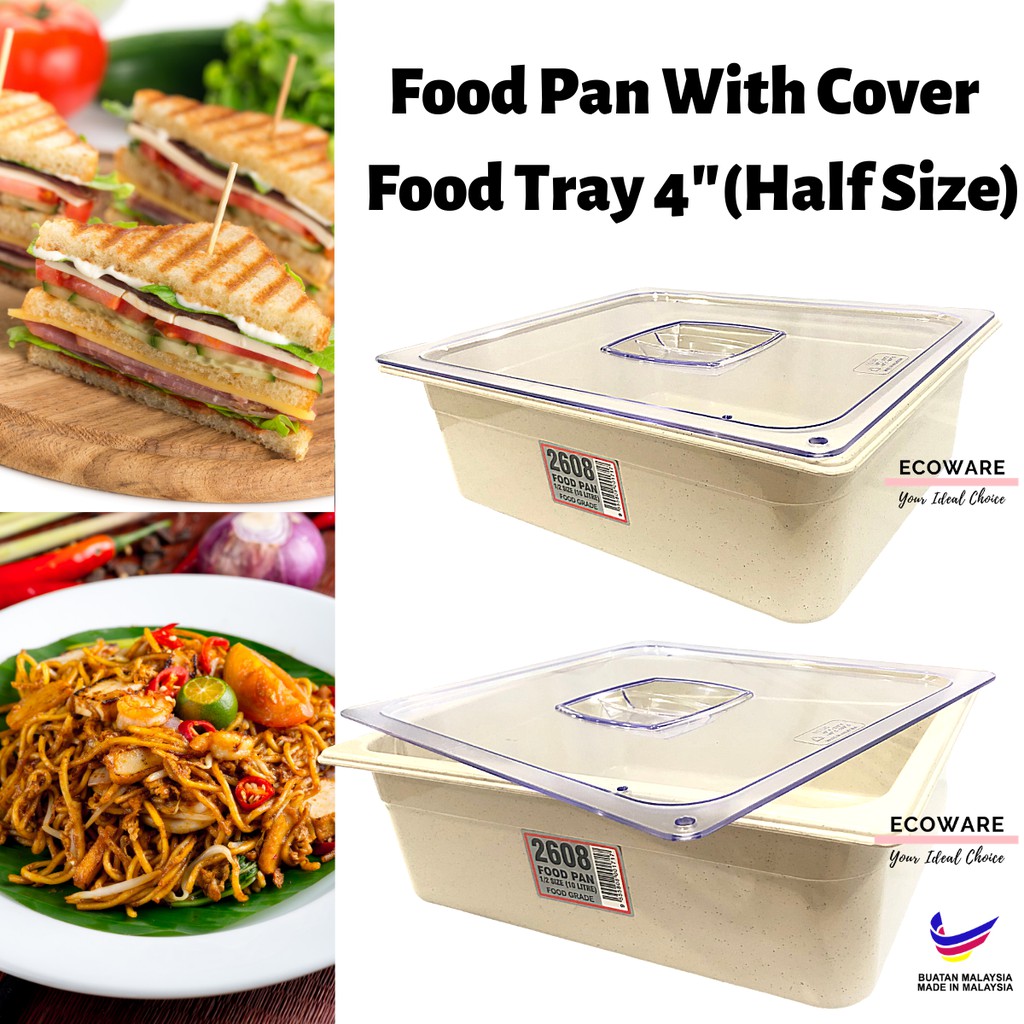 Food Pan With Cover / Food Tray 4"(Half Size) With Lid / Bekas Makanan - M