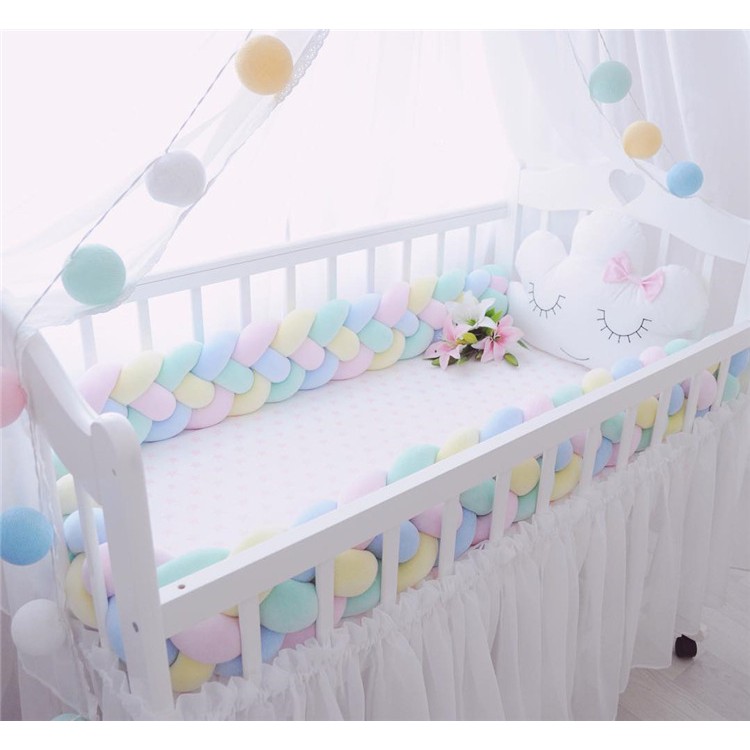 Newborn Baby Bed Bumper 1m 2m 3m Pure Weaving Plush Knot Crib