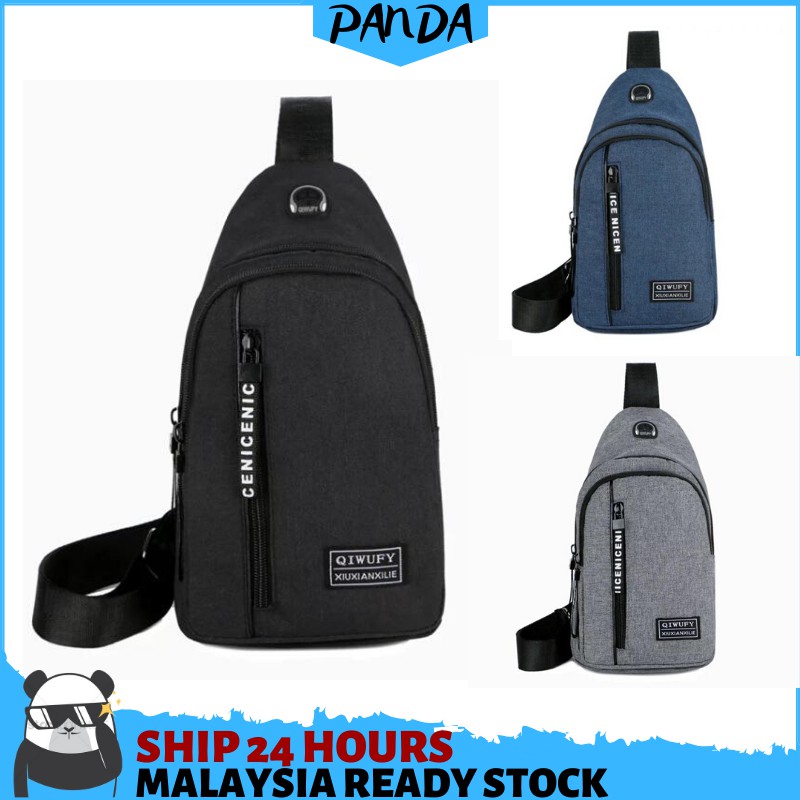 PSB06 READY STOCK Chest Bag Men Backpack Canvas Causal Travel Shoulder Messenger Bag