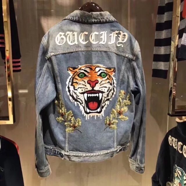 gucci denim tiger jacket