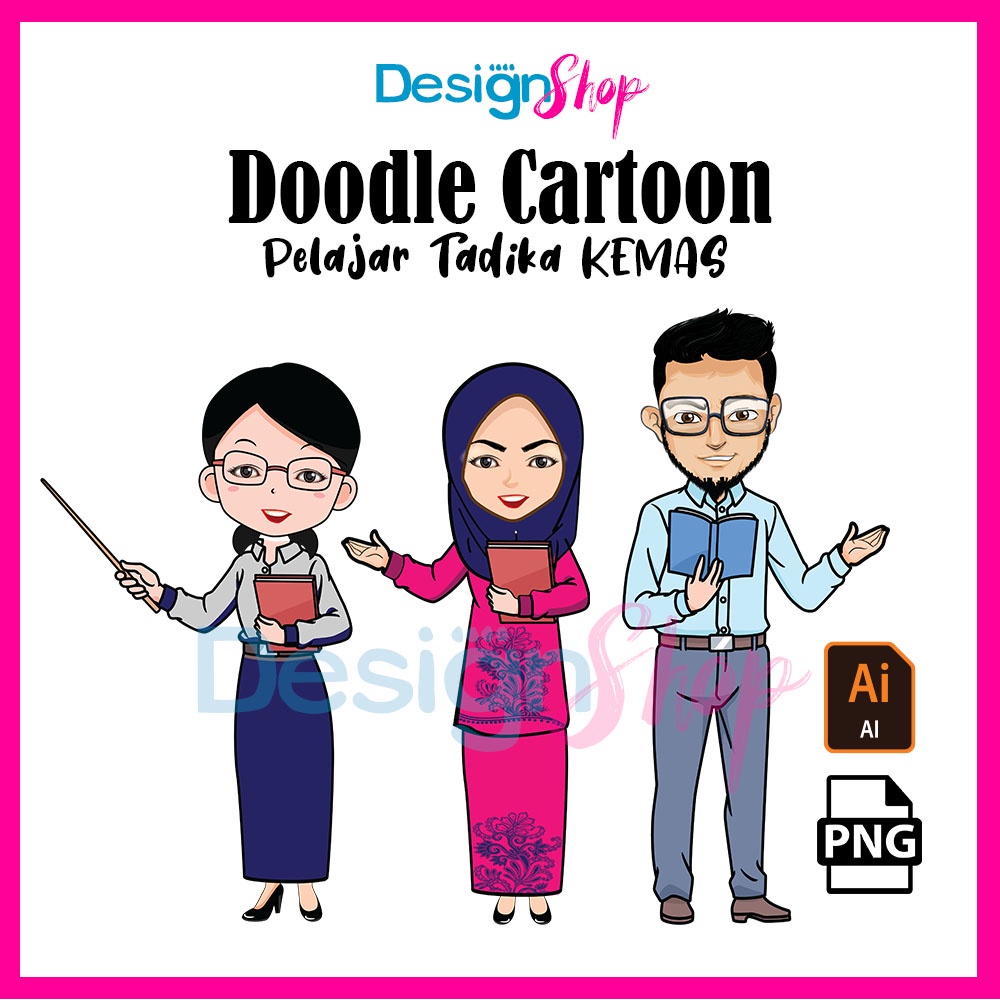 DESIGN ONLY,,  NEW CUTE DOODLE CARTOON TADIKA  Design Mudah & Murah  [Adobe Illustrator]