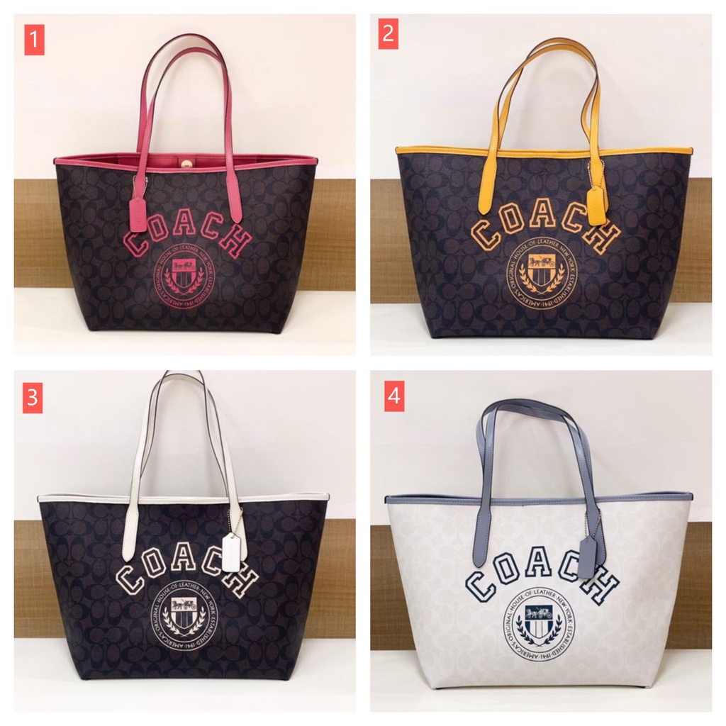 Coach CB869 City Tote In Signature Canvas With Varsity Motif Women Handbag  Shopping Shoulder Bag 869 | Shopee Malaysia