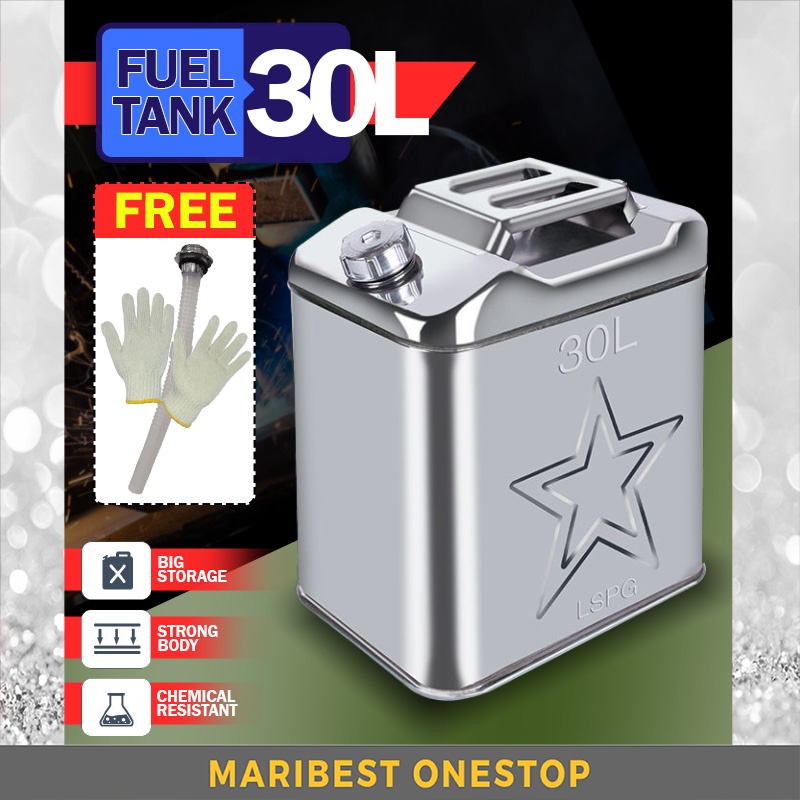 STAINLESS STEEL 30L Fuel Tank Cans Container Spare Steel  Water Petrol Gas Gasoliner Container Car Tangki Minyak  燃料容器