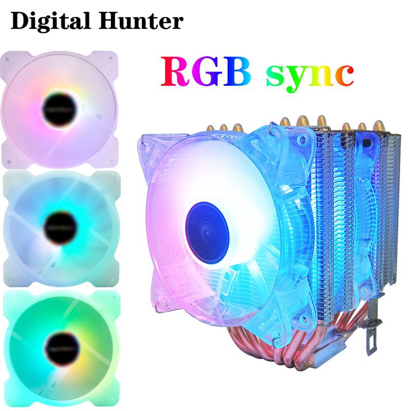 New 6 heat pipes cpu cooler fan 90mm 4pin pwm quiet computer components ...