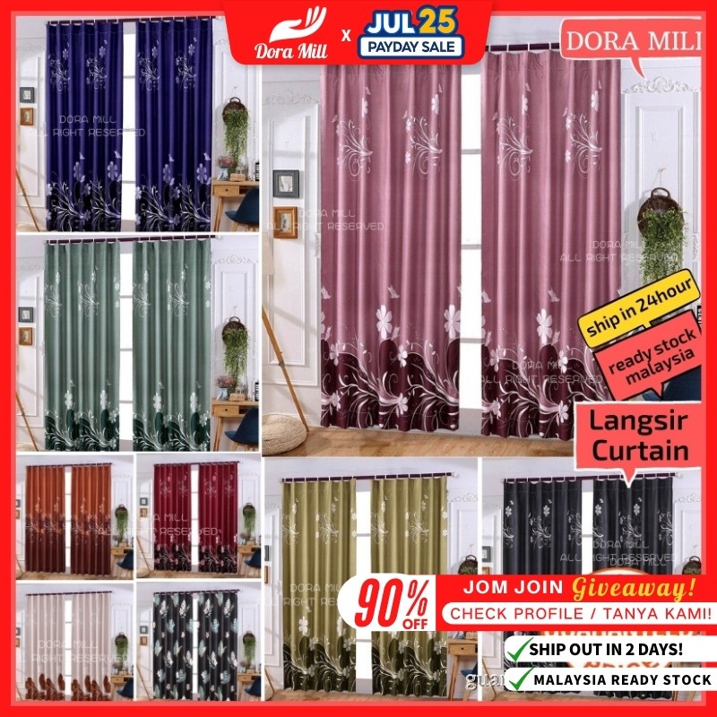 Modern Langsir Curtain Semi Blackout Hook / Rod Type Modern Ready Stock ...