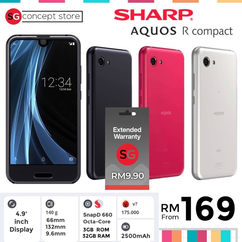 Sharp Aquos R Compact 3 32gb Original Secondhand Shopee Malaysia