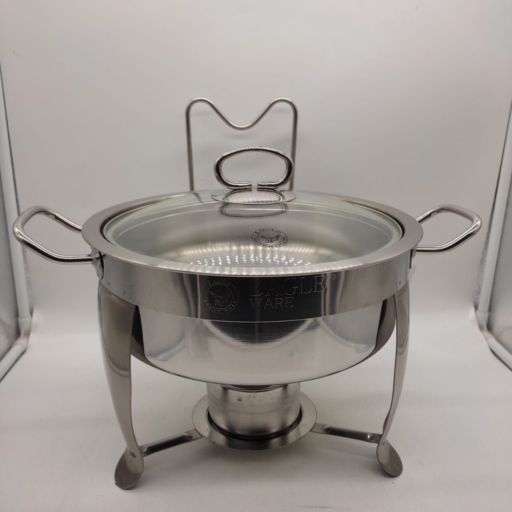 3QTS ROUND CHAFING DISH W/GLASS COVER