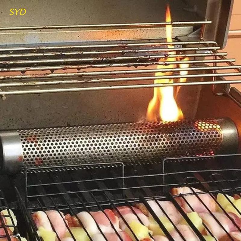 SYD Stainless Steel Smoking Tube Wood Pellet Grill Smoker Box BBQ Cooking Smoke Generator Grilling Accessorie Ideal for Smoking Fish Pork Beef