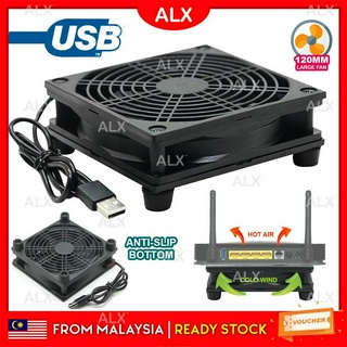 ALX  [MSIA LOCAL WARRANTY] 1200RPM Powerful WiFi Router Cooling Fan Modem TV Box Cooler Fan 12cm USB Kipas Router Wifi