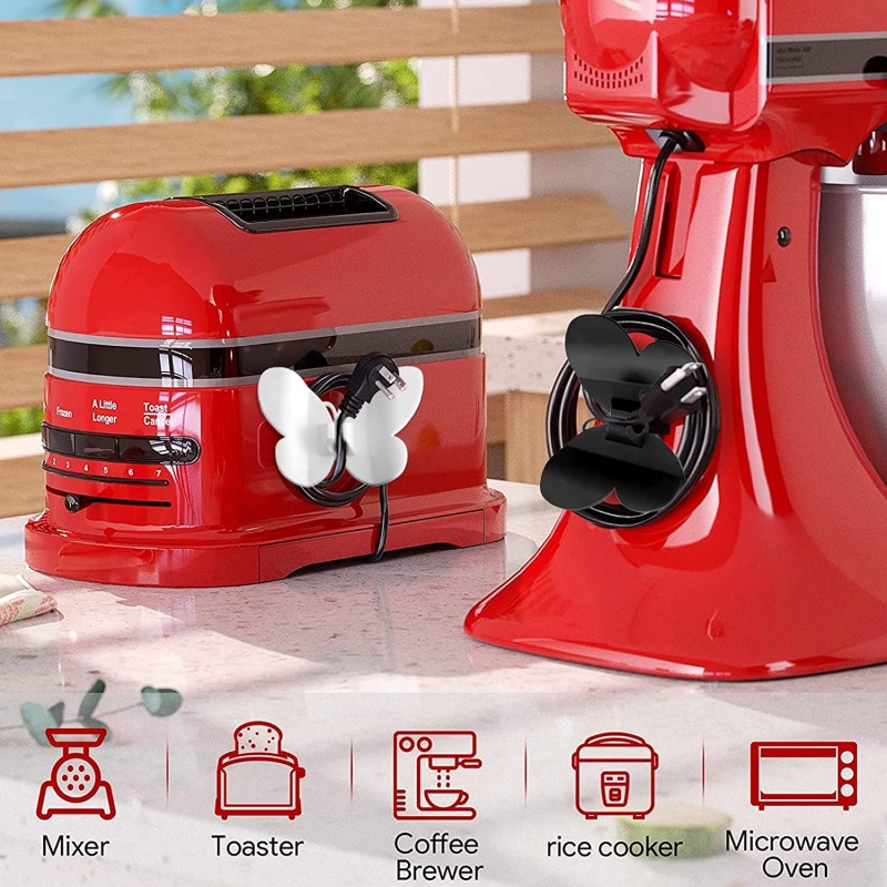 Bakeware Home 2Pcs Kitchen Cord Collector Household Appliance Clip Silicone Organizer Butterfly Self Adhesive Utensil - Image 3