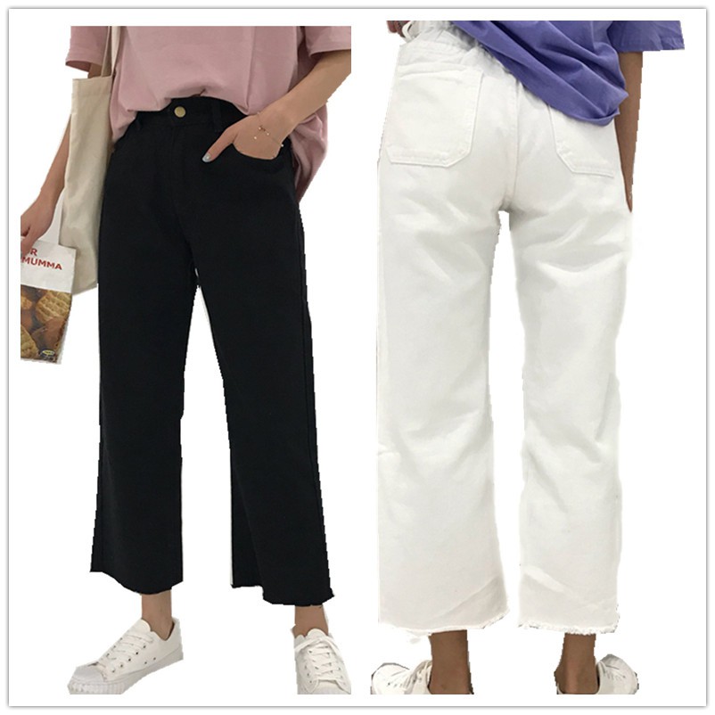 black and white loose pants