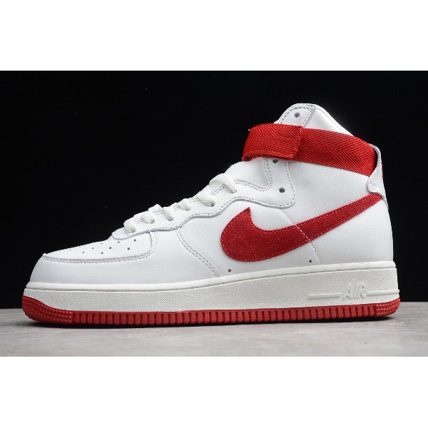 red and white air force 1 high top