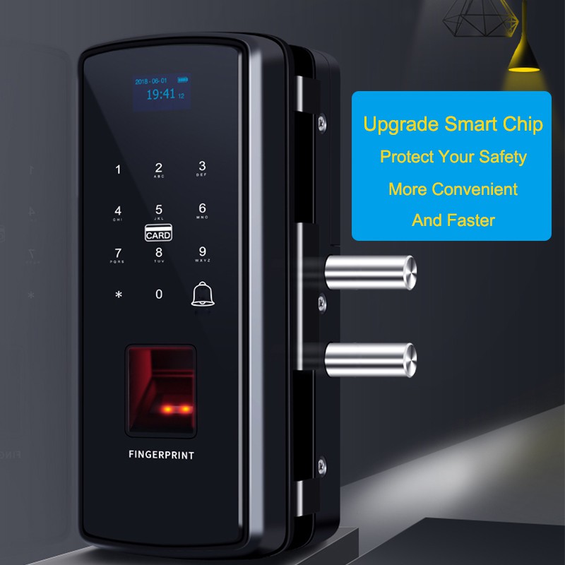 Fingerprint Lock Glass Doors Keyless Passcode Digital Door Lock For Office Home