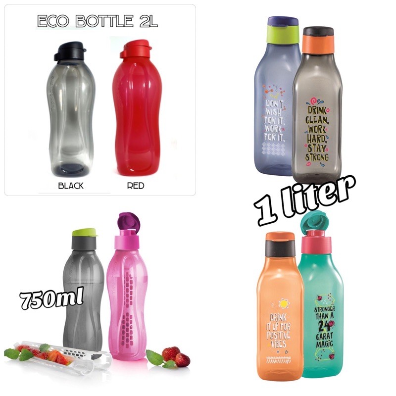 2pcs Botol Eco/BOTOL AIR BPA FREE TUPPERWARE / BOTOL AIR SEKOLAH / WATER DISPENSER/ BOTOL AIR PLASTIK/ BEKAS AIR