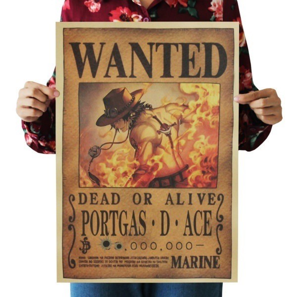 Retro Anime Poster Portgas D Ace Wanted One Piece Posters Shopee Malaysia