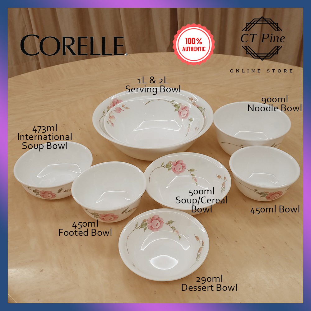 Corelle Country Rose RS Loose Bowl /// Classy Square Round Soup Serving
