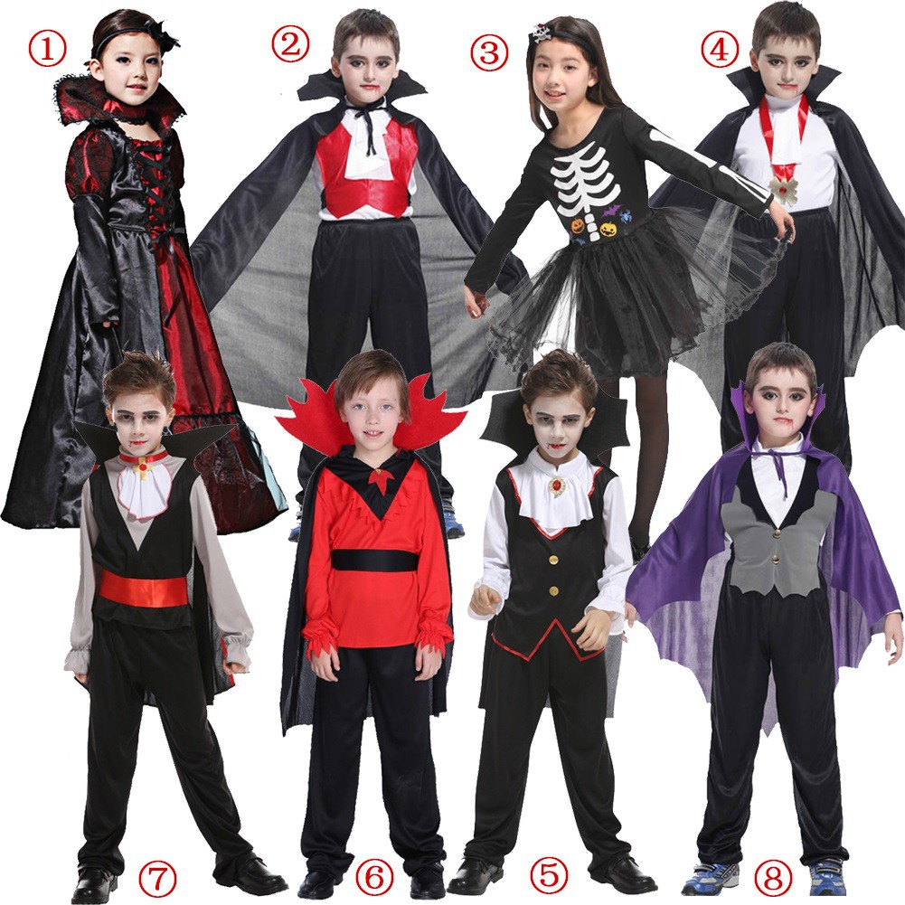 Boys&Girls Classic Vampire/Skeleton Dress Up Outfit Halloween Horrible