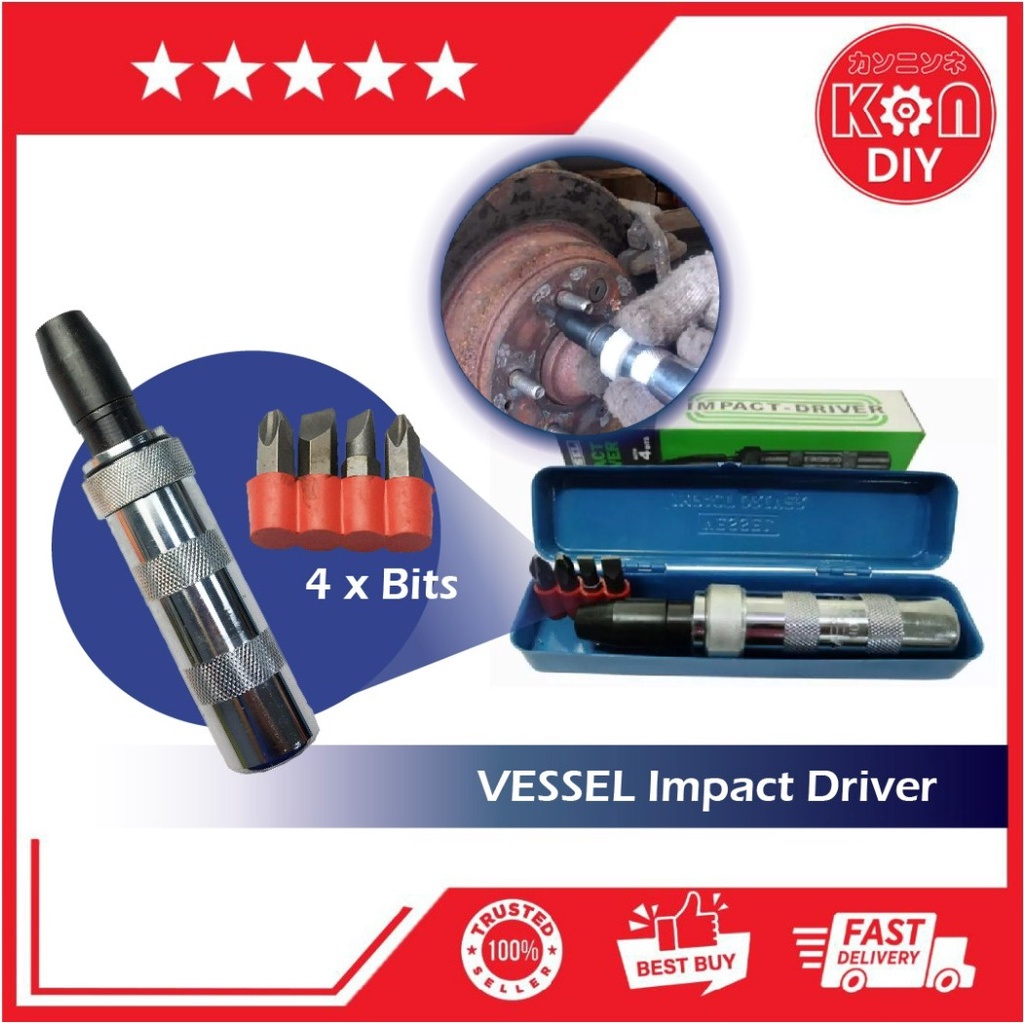 2500 VESSEL Impact Driver With 4 Bits *READY STOCK* Shopee Malaysia