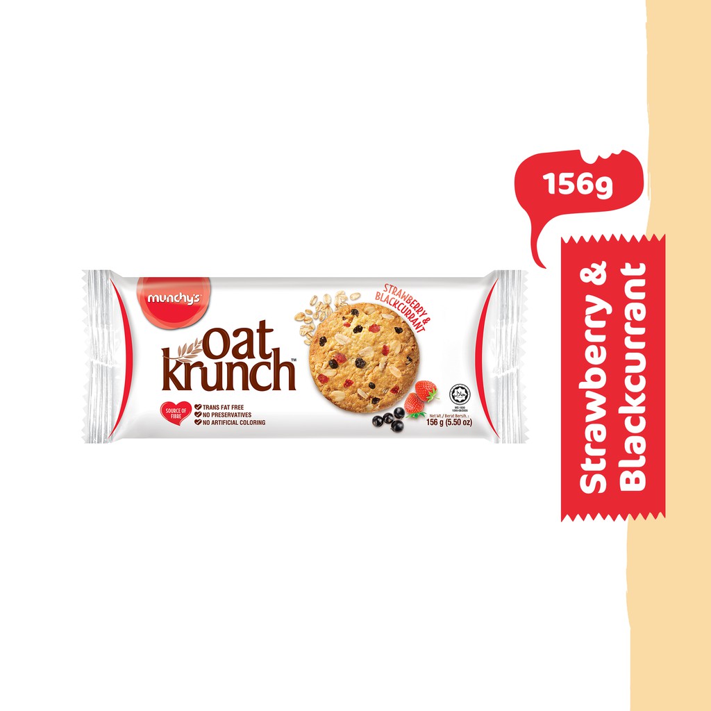 Munchy's Oat Krunch Biscuit Strawberry & Blackcurrant (156g) Shopee