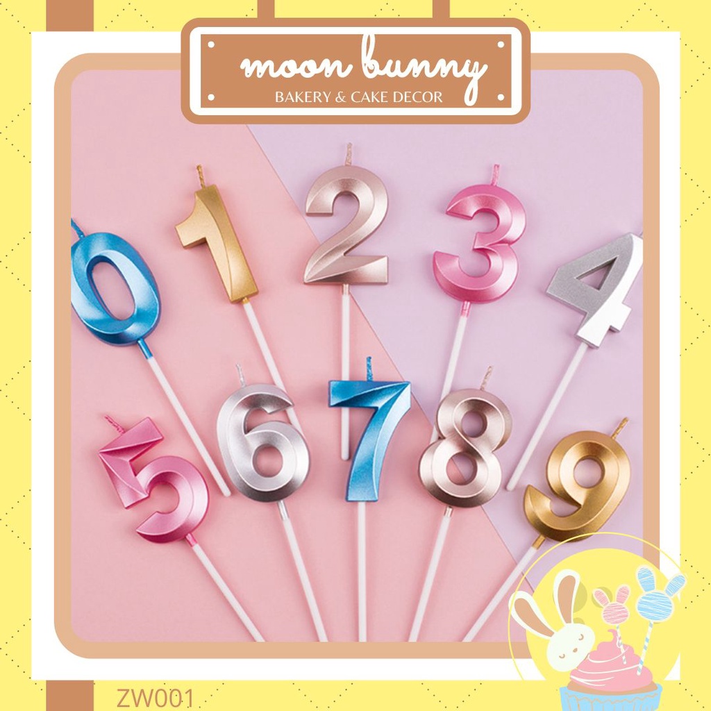 Number Cake Candle 0-9 Gold Rose Gold Silver Pink Blue Numbering Age Birthday Candle Lilin Kek Nombor 金香槟银数字生日蛋糕蜡烛 ZW