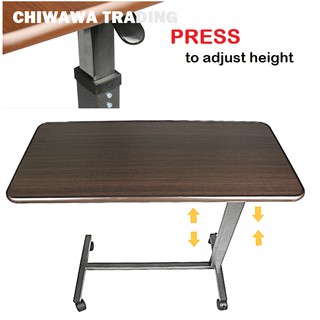 Height Adjustable Hospital Bed Mobile Overbed Table Side 