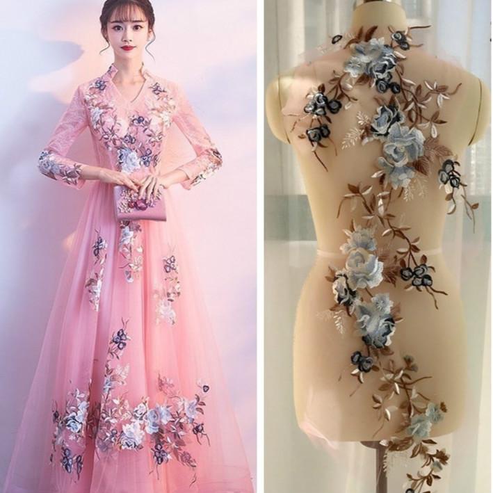 Multi Versatile 1 Set Flower Embroidery Patch Wedding Dress Clothing Sew Floral Patches Diy Lace Fabrics Applique Fab... - Image 4