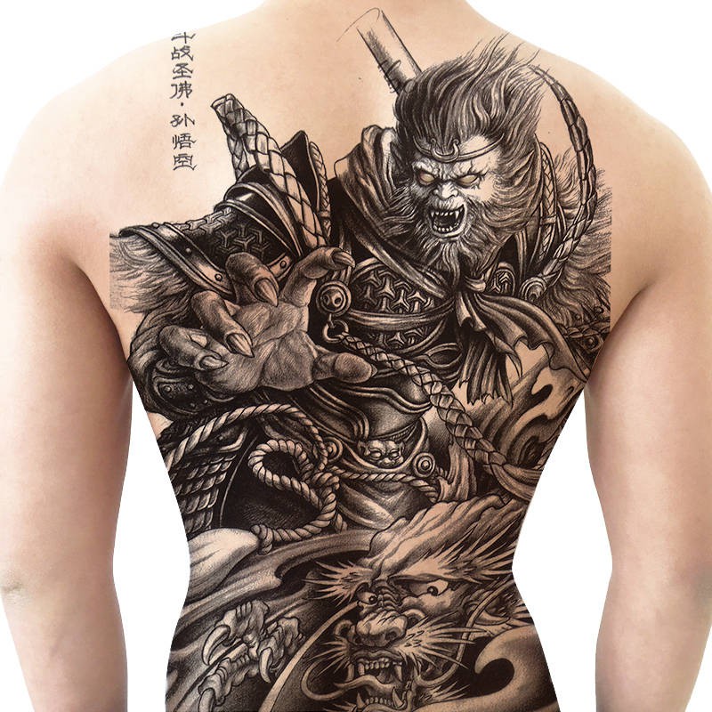 Tattoos Full Back Tattoo Stickers Waterproof Long Lasting Male And Female Self Esteem Treasure Fight Against Buddha Sun Wukong Flower Arms Flower Legs Back Figure Shopee Malaysia