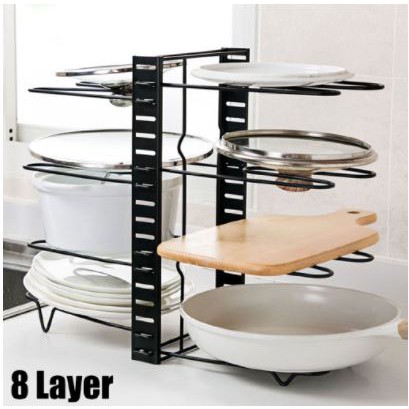 FREE GIFT  8 Tier Pot Pan Kitchen Cabinet 2 DIY Method Organizer Rack Adjustable Coo {SELLER}